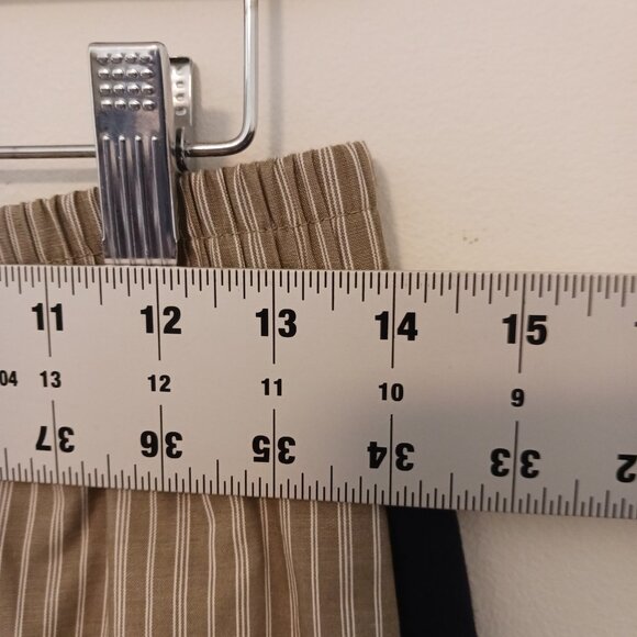 Zara, Mixed Media Pull On Pants (M) Stretch Waist Deep Navy/Khaki & White Stripe - Picture 8 of 15